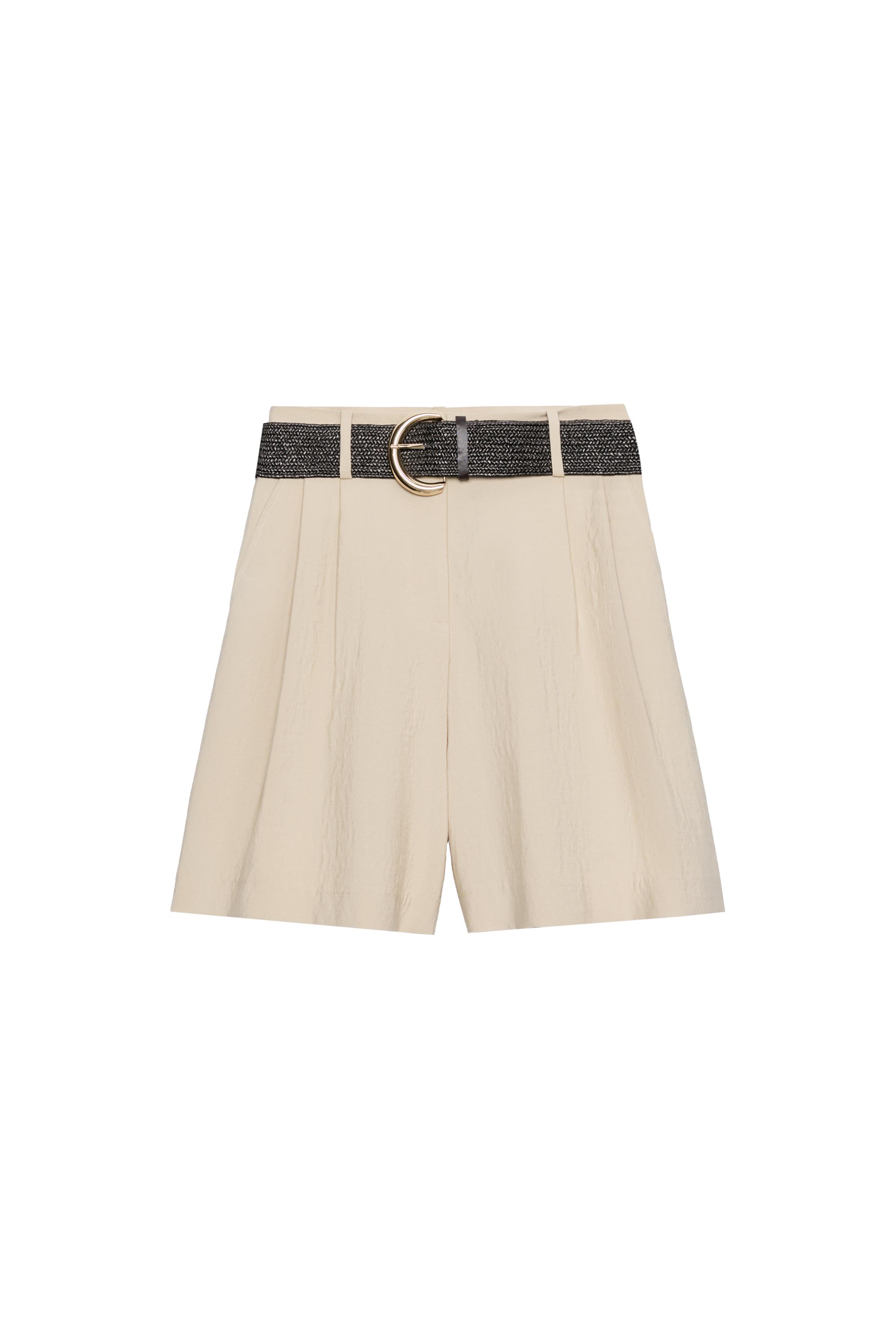 PLEATED BELTED SHORTS